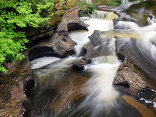 Poster - US, Michigan, Upper Peninsula. Presque Isle River Falls.