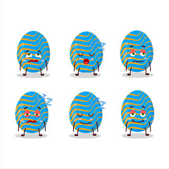 Sticker - Cartoon character of light blue easter egg with sleepy expression