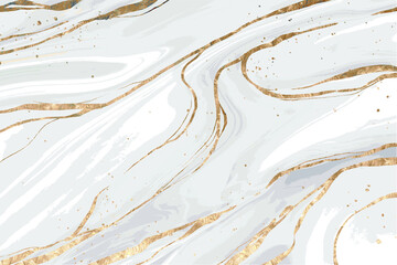 White and Grey marble texture with gold veins. Marble texture. Abstract marbling pattern. Alcohol ink technique stone texture. Luxury golden stone texture on white background. Vector illustration.