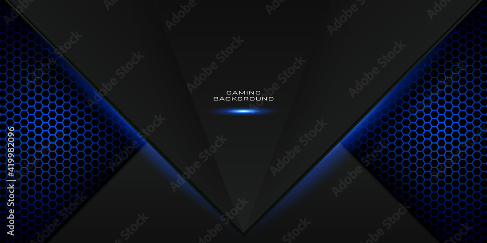 blue gaming background with hexagon pattern