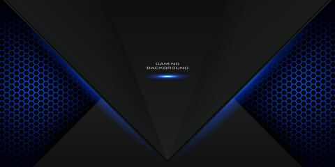 blue gaming background with hexagon pattern