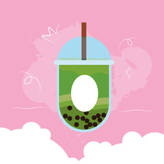 Sticker - green bubble milk