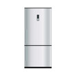 Realistic gray refrigerator on white background, vector illustration