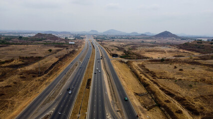 Aerial landscape of Abuja City highway