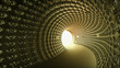© toomler - 3D abstract tunnel with textured walls. light at the end of the tunnel. 3d render illustration