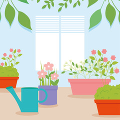 Wall Mural - watering can flowers