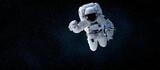 Astronaut spaceman do spacewalk while working for space station in outer space . Astronaut wear full spacesuit for space operation . Elements of this image furnished by NASA space astronaut photos.