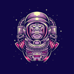 Wall Mural - illustration gorilla astronout for tshirt design, embelm astronout, astronout character