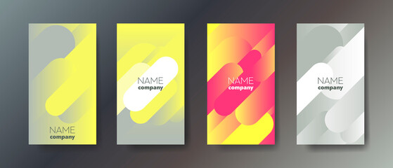 Wall Mural - Set of four elegant abstract business cards with graphic elements and text. Vector illustration.