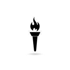 Canvas Print - Simple black torch icon with shadow