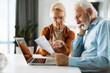 © Goran - Frustrated senior couple sitting at home and checking their home finance