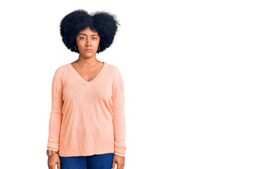 Wall Mural - Young african american girl wearing casual clothes depressed and worry for distress, crying angry and afraid. sad expression.