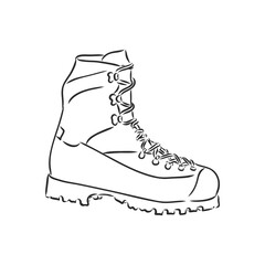 Wall Mural - Rough sketched boots. ankle boots, mountain shoes vector sketch illustration on white background