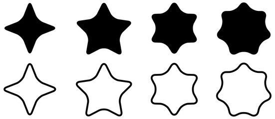 Wall Mural - Rounded stars icon, version with four, five, six and seven points