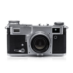 Retro film camera isolated on white background. 