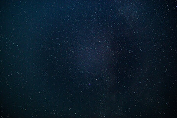 Wall Mural - texture of the blue night sky and stars on a dark background. with noise and grain. long-exposure ph