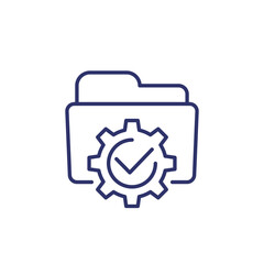 Canvas Print - project management line icon with folder