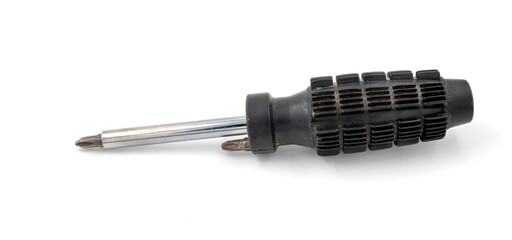 black screwdriver isolated on a white background