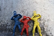 A Group Of Colorful Plastic Toy Soldiers. Toy Soldier.