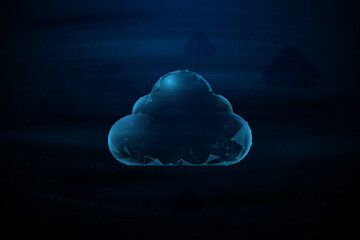 Poster - Cloud online storage technology concept. Cloud computing and Big data information. Low poly model design. Vector illustration