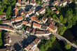 Arcy-sur-Cure seen from the sky, Yonne department in Bourgogne région, France