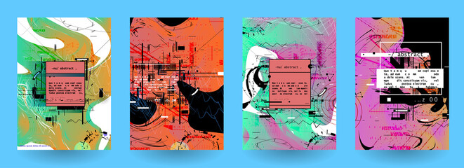 Sticker - Modern abstract covers set. Abstract shapes composition. Futuristic minimal design. Eps10