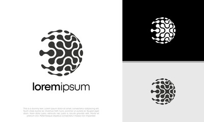 Abstract artificial intelligence logo. Innovative high tech logo template. Smart computer. machine learning. Cognitive logo. Technology Logo.	