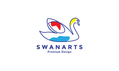 Canvas Print - lines abstract colorful goose or swan logo vector symbol icon illustration design