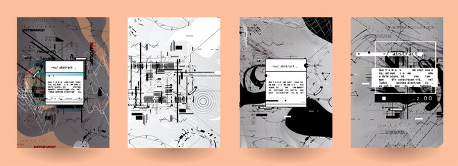 Modern abstract covers set. Abstract shapes composition. Futuristic minimal design. Eps10