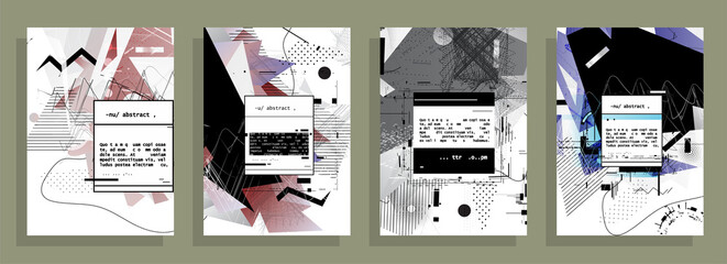 Modern abstract covers set. Abstract shapes composition. Futuristic minimal design. Eps10