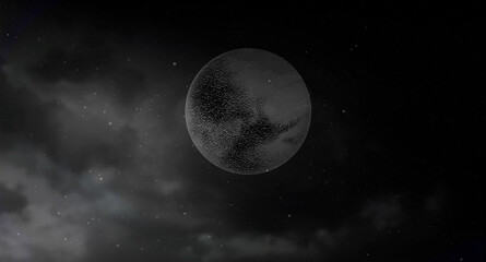 Wall Mural - full moon with stars isolated on dark background. magic vector elements.