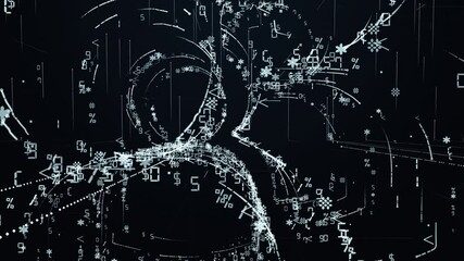 Wall Mural - abstract symbol of society in the modern digital world. sign in the form of a silhouette of people.