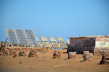 solar panels.bedouin village near sharm el sheikh. tourist place. november 8, 2020. sharm el sheikh,
