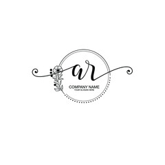 AR beautiful Initial handwriting logo template