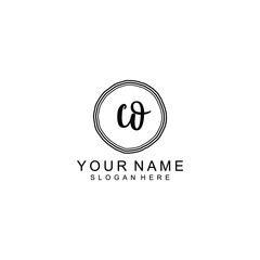 CO beautiful Initial handwriting logo template