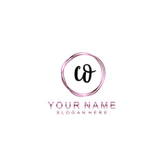 CO beautiful Initial handwriting logo template