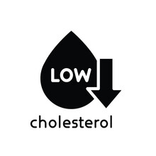 Low Cholesterol Icon. Symptoms Of Metabolic Syndrome. Low HDL-Cholesterol. Heart Care Cardiology Sign. Solid Style. Vector Illustration. Design On White Background. EPS 10
