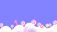 Cartoon Sweet Lollipop Candy Land. 3d Rendering Picture.