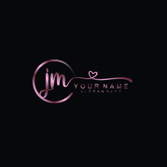 Poster - JM beautiful Initial handwriting logo template