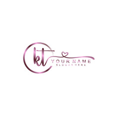 Wall Mural - KT beautiful Initial handwriting logo template