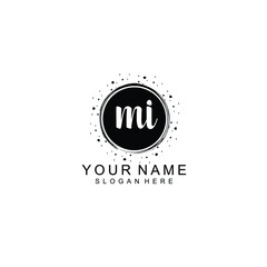 MI beautiful Initial handwriting logo template