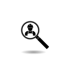 Sticker - Magnifying glass for search a people icon with shadow