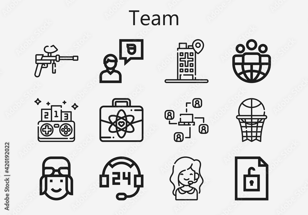Premium set of team [S] icons. Simple team icon pack. Stroke vector ...