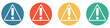 Bunter Banner mit 4 Buttons: Vorsicht, Alarm, Warnung