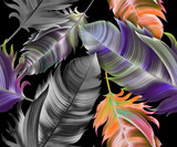 Seamless feathers background. Bird feathers, seamless pattern. Design wallpaper, fabrics, packaging