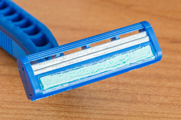 Used shaving razor with two blades.