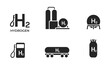 Hydrogen energy icon set. environment, eco friendly industry and alternative energy symbols. isolated vector images