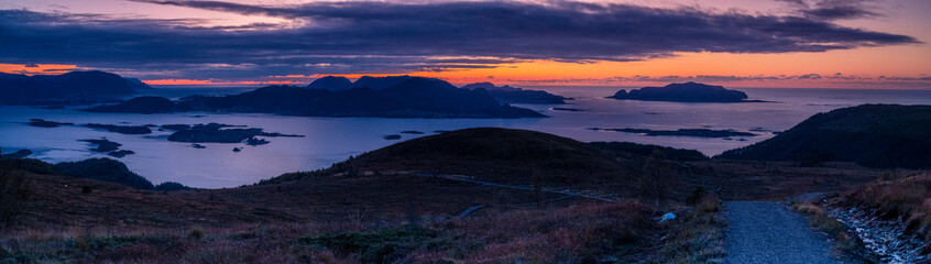 Wall Mural - Panorama of Norwegian landscape after sunset.