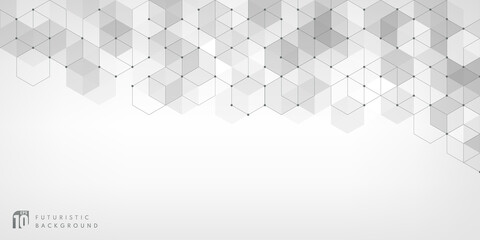 abstract white & grey geometric background with simple hexagonal elements. medical, technology or sc