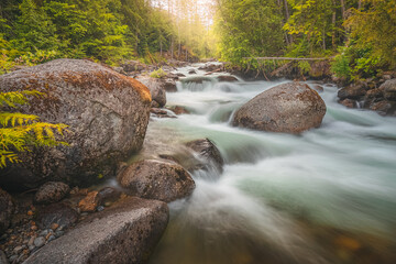 Wall Mural - Scenic natural beauty on a summer afternoon at Coffee Creek waterfall in Kootenay Lake Provincial Park south of Kaslo, British Columbia, Canada.